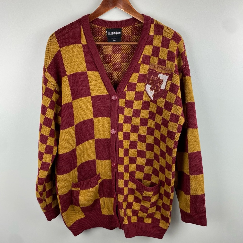 Harry Potter Gryffindor Checkered Women's Cardigan - BoxLunch Exclusive Large